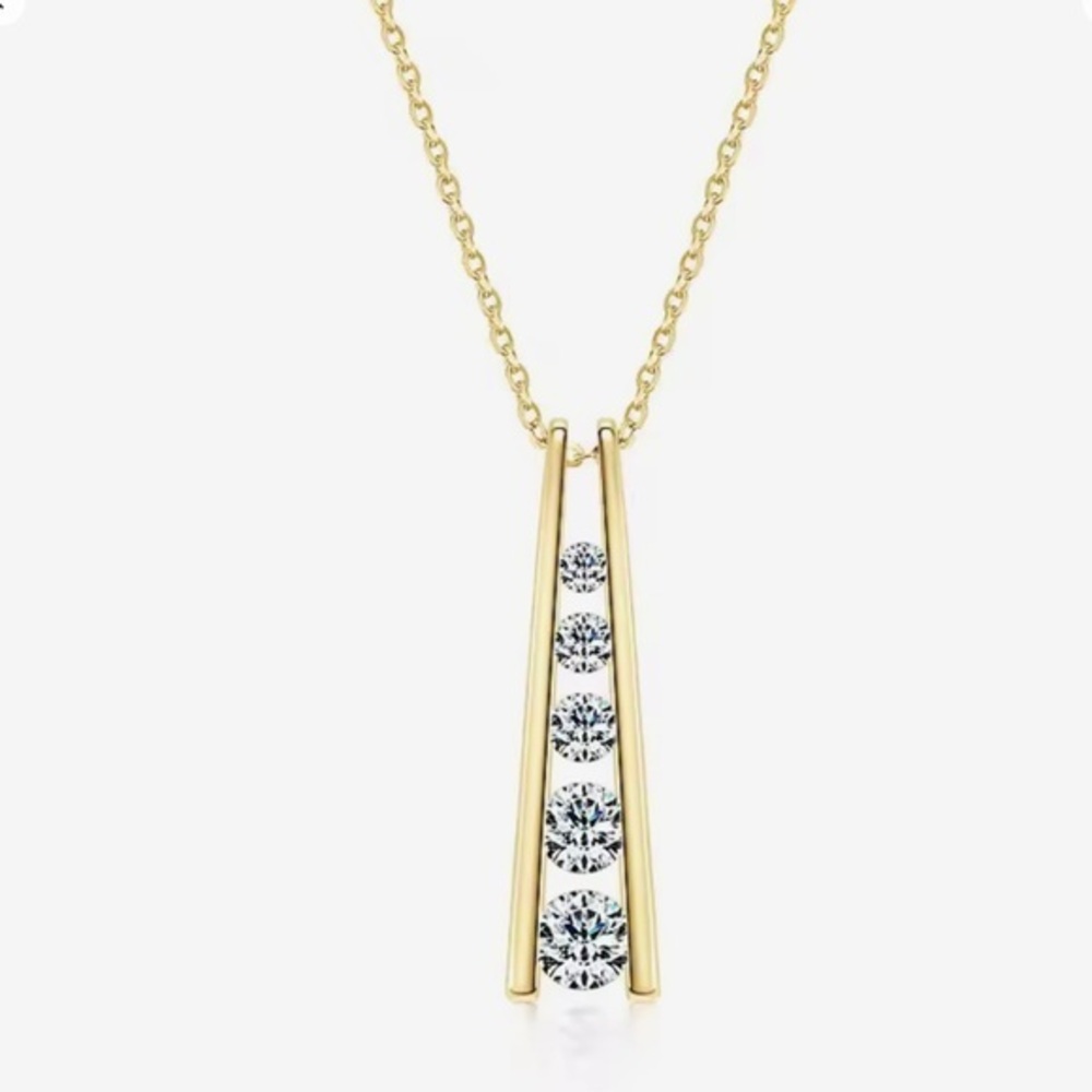 New Graduated Moissanite Diamond Necklace, GRA Certified